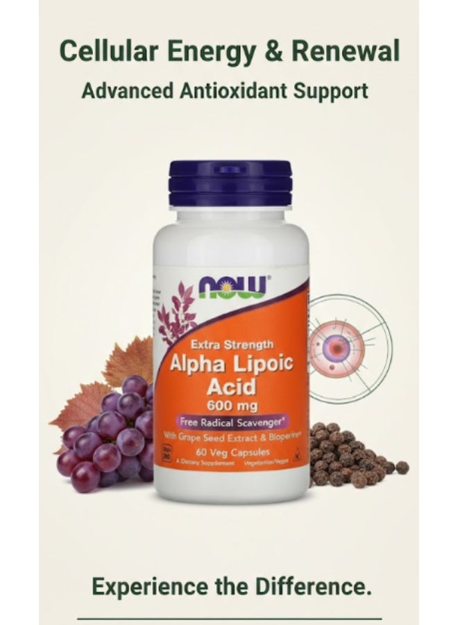 ناو، ألفا ليبويك فائق القوة 600 ملغ، 60 كبسولة نباتية - Image 3